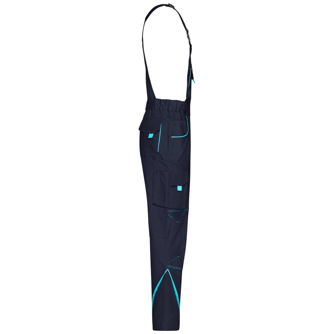 James & Nicholson Funktionelle Latzhose JN848 Gr. 60 navy/turquoise