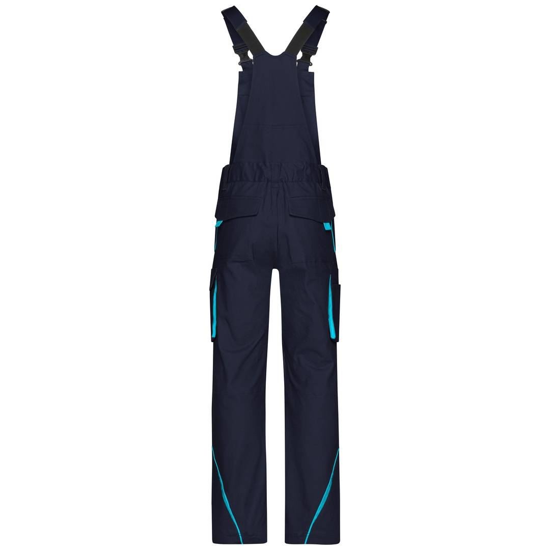 James & Nicholson Funktionelle Latzhose JN848 Gr. 60 navy/turquoise
