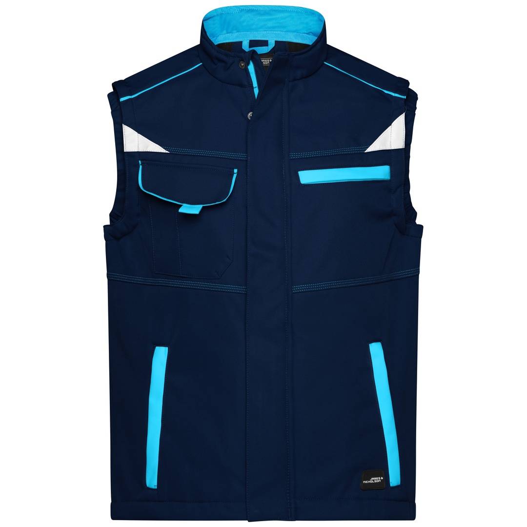 James & Nicholson Softshellweste Wind- und wasserabweisend JN852 Gr. 4XL navy/turquoise