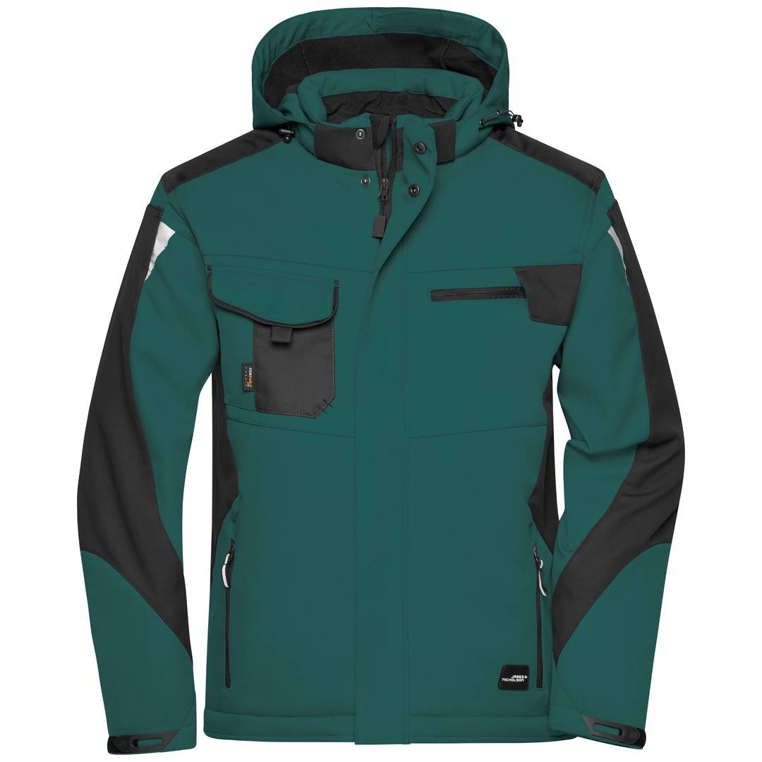 James & Nicholson Professionelle Softshelljacke mit Innenfutter JN824 Gr. 6XL dark-green/black