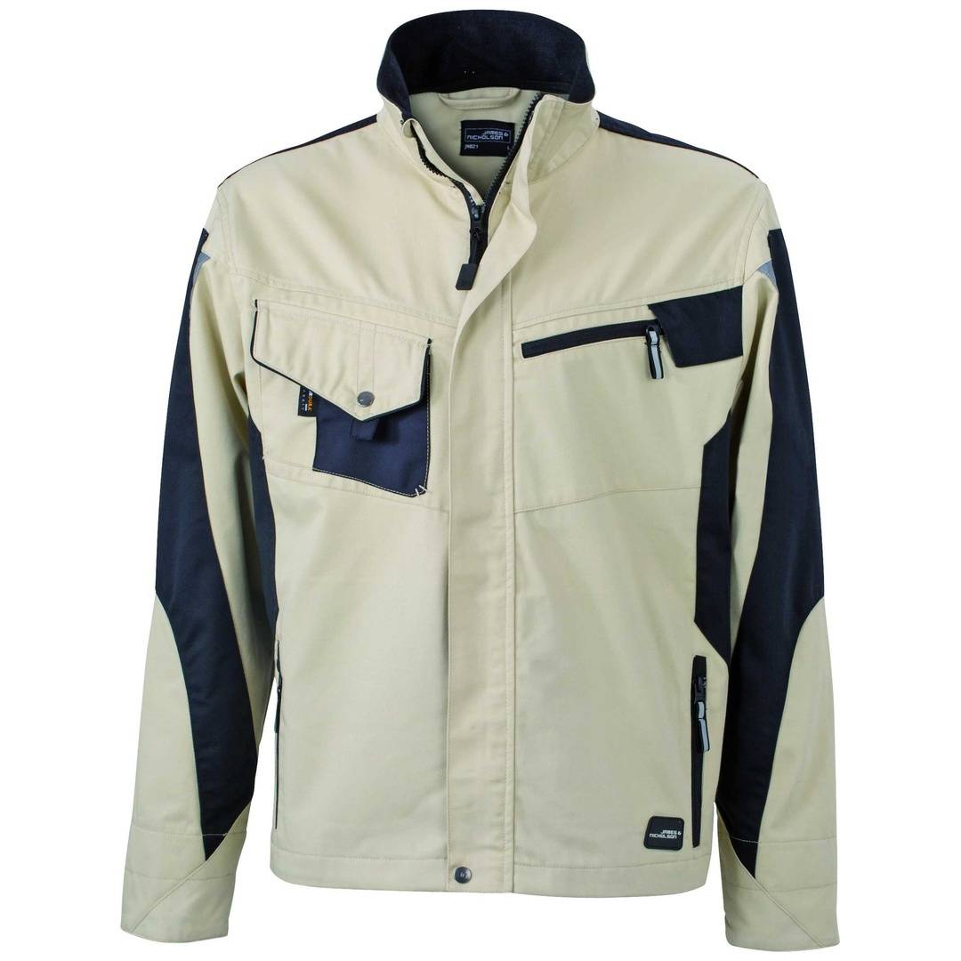 James & Nicholson Arbeitsjacke JN821 Gr. 5XL beige/schwarz