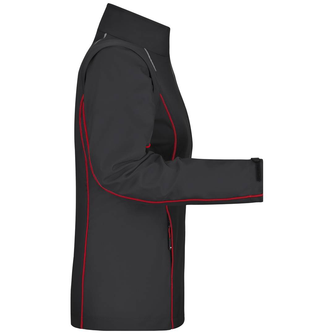 James & Nicholson Damen Zip-Off Softshell Jacke JN1121 Gr. S black/red