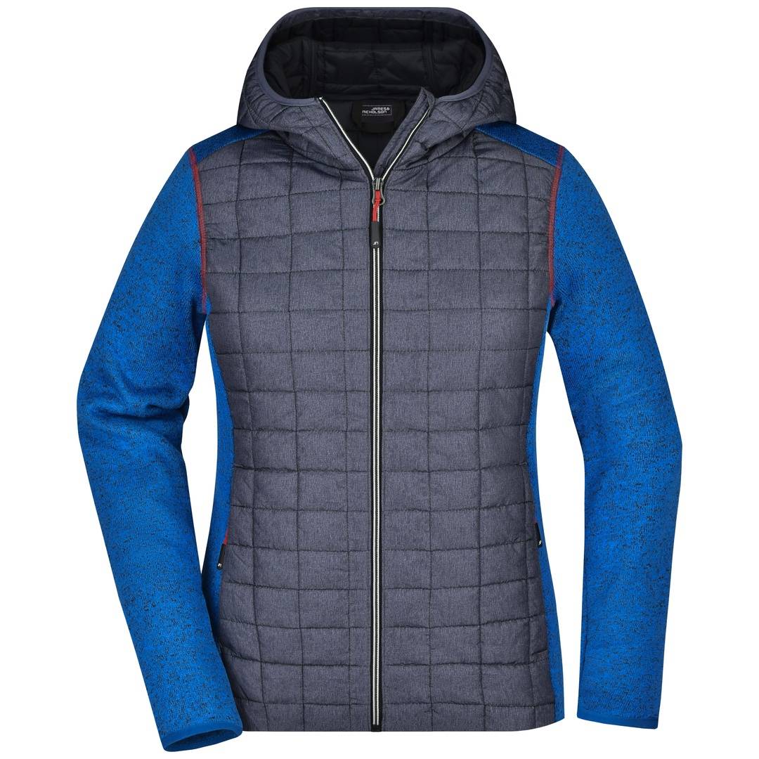James & Nicholson Strickfleecejacke im stylischen Materialmix Damen JN771 Gr. M royal-melange/anthracite-melange