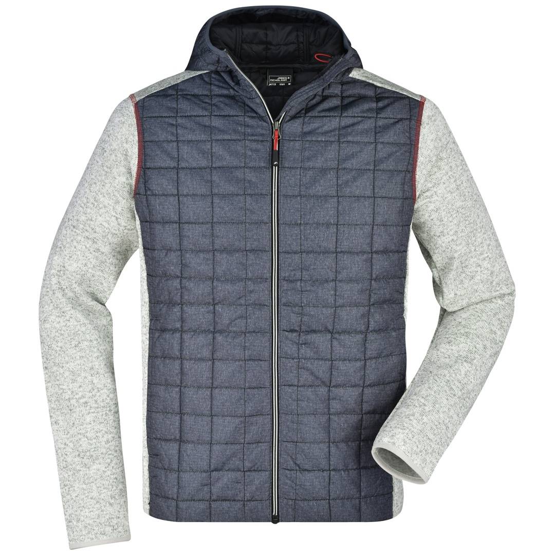 James & Nicholson Strickfleecejacke im stylischen Materialmix Herren JN772 Gr. S light-melange/anthracite-melange