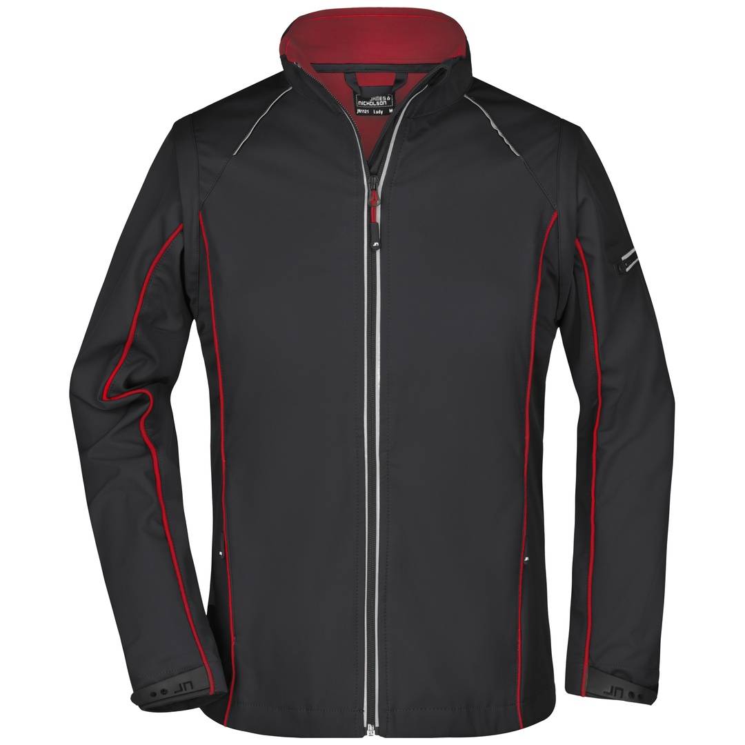 James & Nicholson Damen Zip-Off Softshell Jacke JN1121 Gr. L black/red