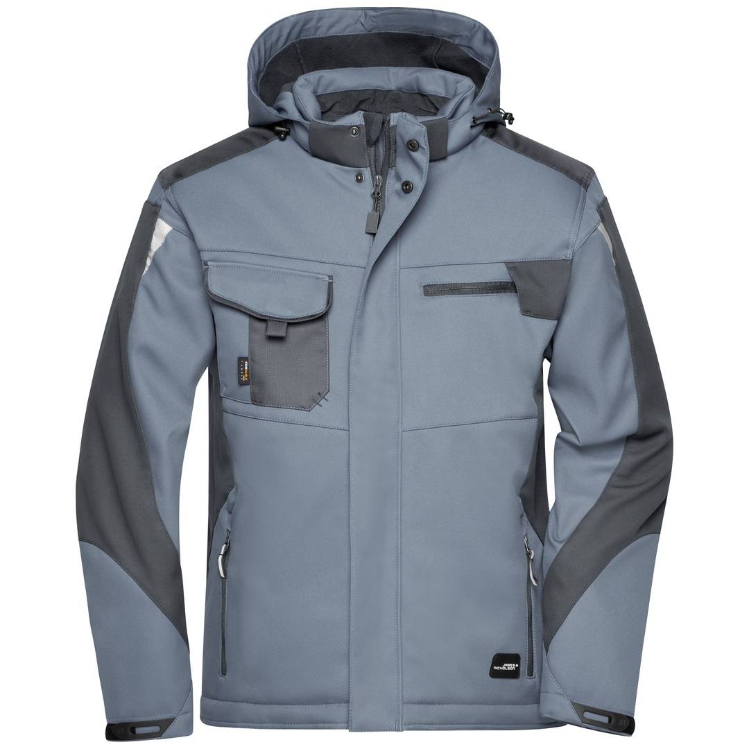 James & Nicholson Professionelle Softshelljacke mit Innenfutter JN824 Gr. 4XL carbon/black