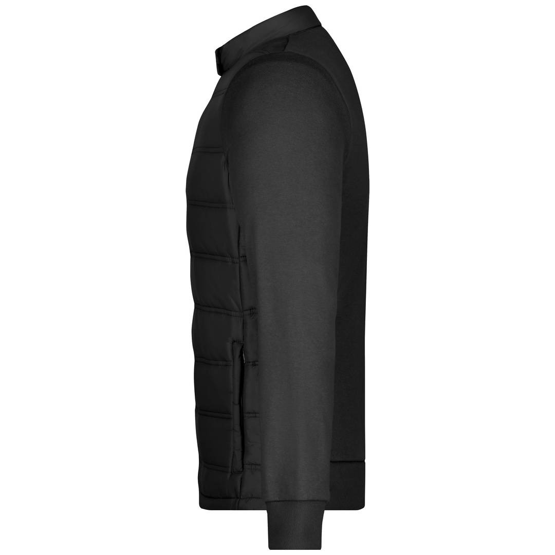 James & Nicholson JN1124 Mens Hybrid Sweat Jacket Gr. S black