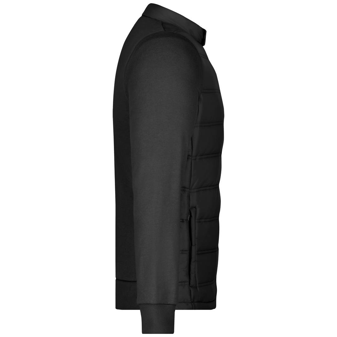 James & Nicholson JN1124 Mens Hybrid Sweat Jacket Gr. S black