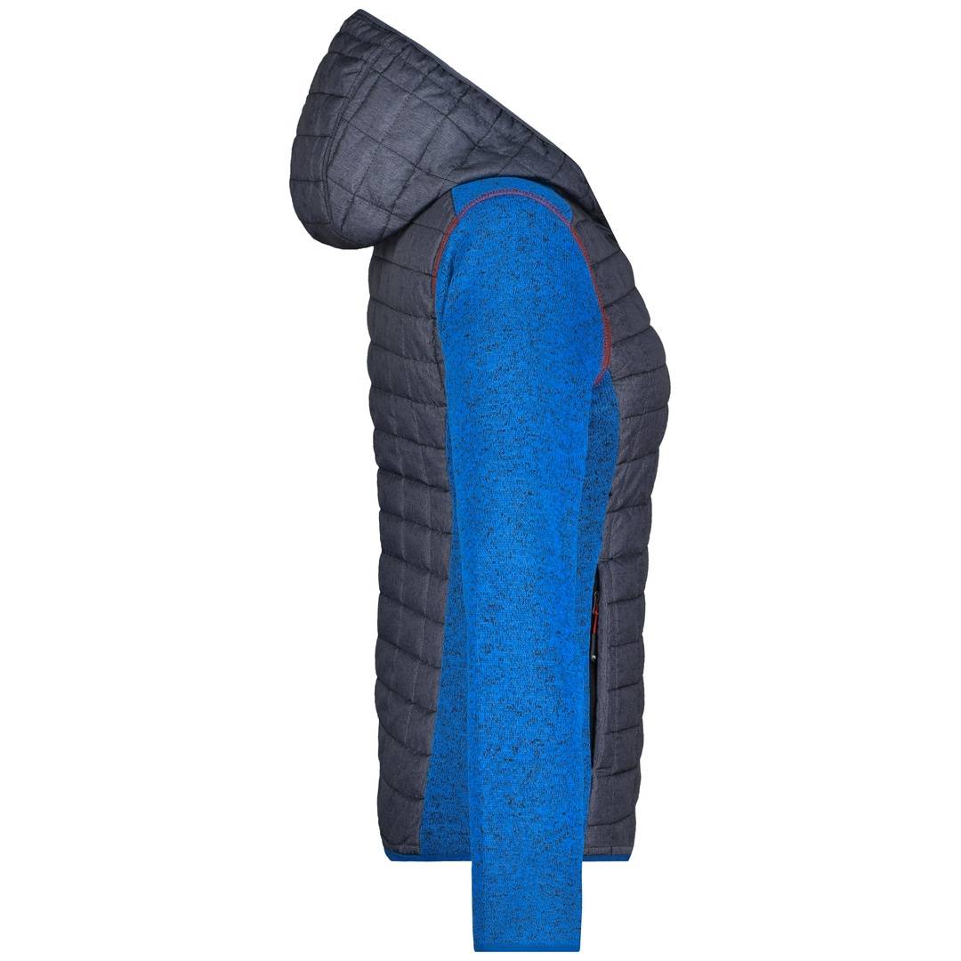 James & Nicholson Strickfleecejacke im stylischen Materialmix Damen JN771 Gr. 2XL royal-melange/anthracite-melange