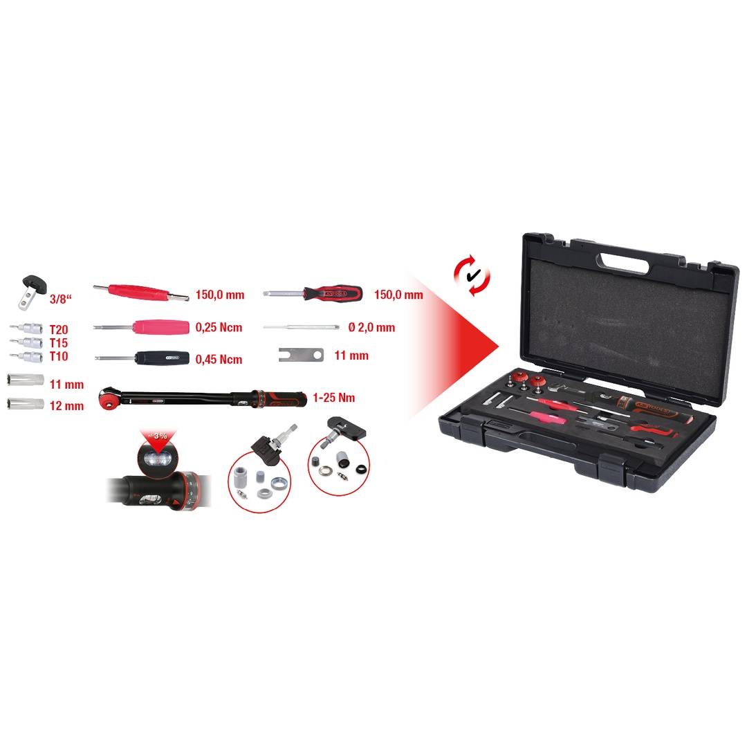RDKS / TPMS Werkzeug-Satz für Reifendruck-Kontrollsysteme, 13-tlg KS Tools 100.1180