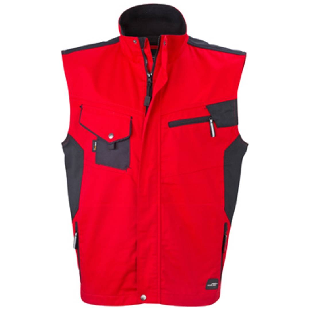 James & Nicholson Workwear Weste JN822 Gr. 3XL red/black
