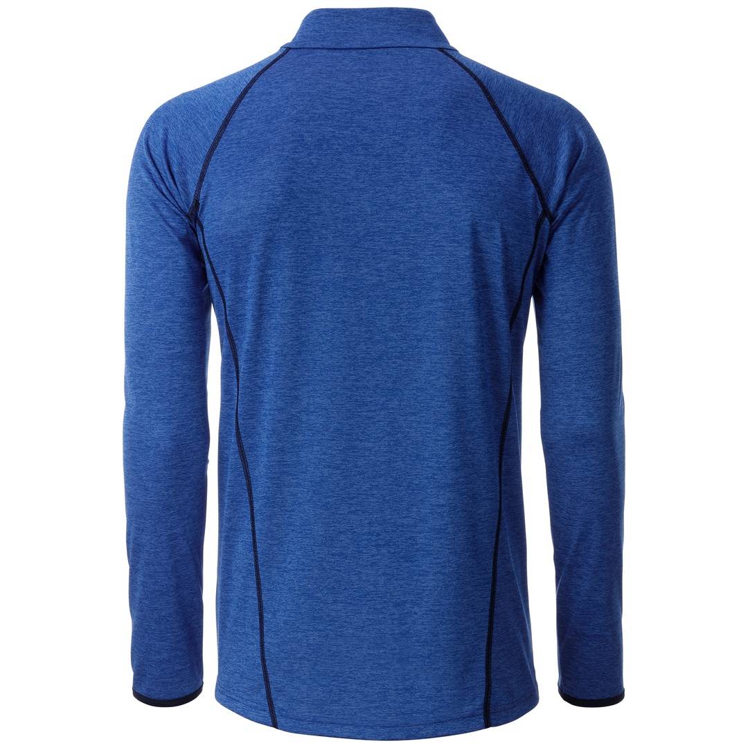 James & Nicholson Langarmshirt Herren JN498 Gr. S blue-melange/navy
