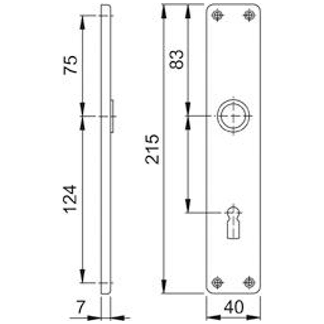 Hoppe ZT-Langschild 202SP PZ, 55 mm, F1
