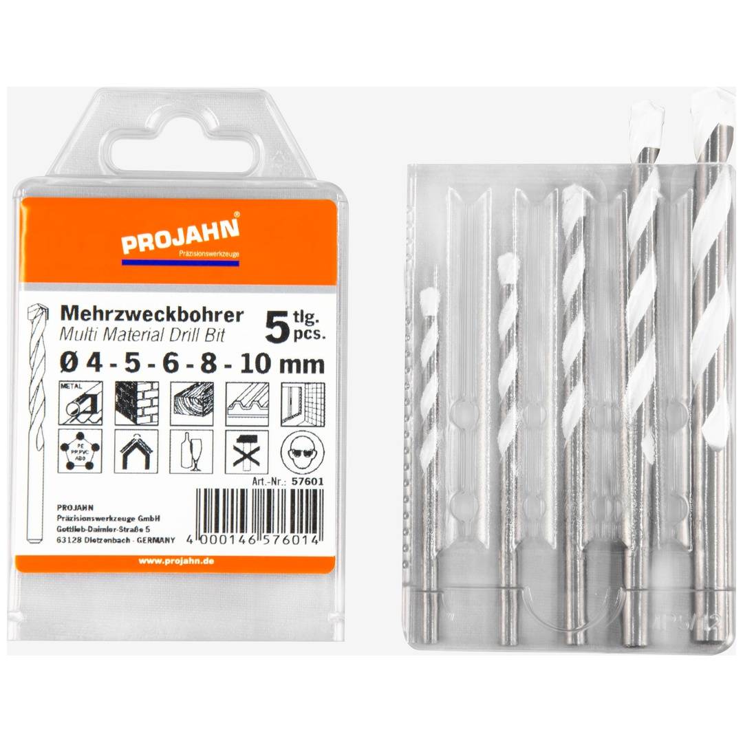 Mehrzweckbohrer Satz 5-tlg. 4, 5, 6, 8, 10 mm