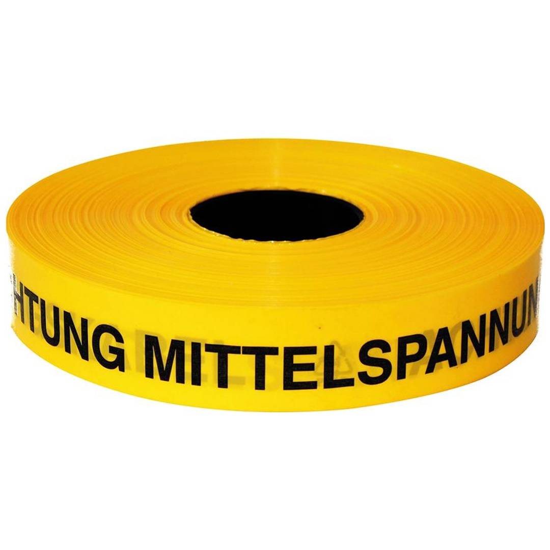 Trassenwarnband Achtung Mittelspannungskabel, 250 m, gelb