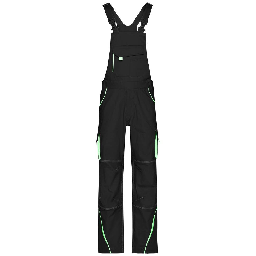 James & Nicholson Funktionelle Latzhose JN848 Gr. 42 black/lime-green