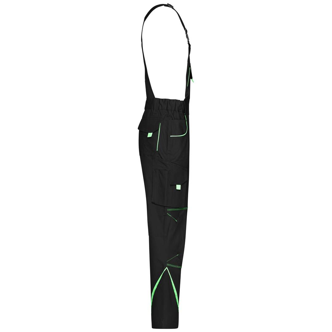 James & Nicholson Funktionelle Latzhose JN848 Gr. 42 black/lime-green