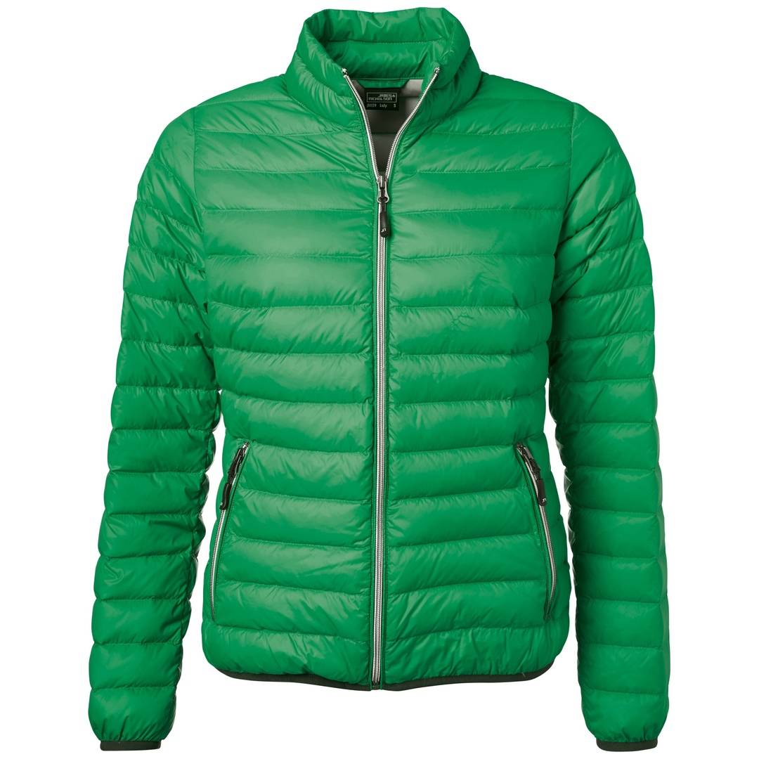 James & Nicholson leichte, klassische Daunenjacke JN1139 Gr. M fern-grün/silber