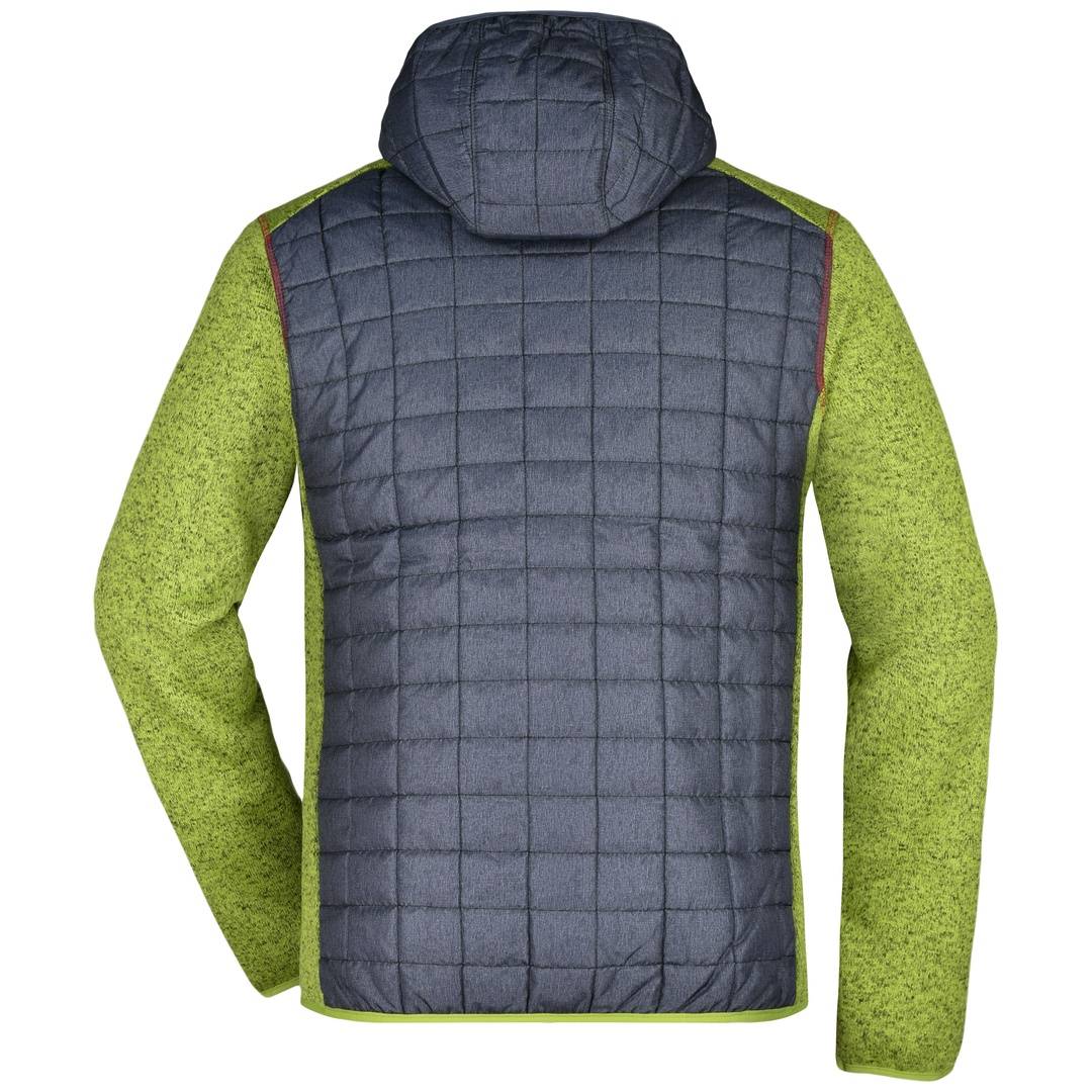 James & Nicholson Strickfleecejacke im stylischen Materialmix Herren JN772 Gr. XL kiwi-melange/anthracite-melange