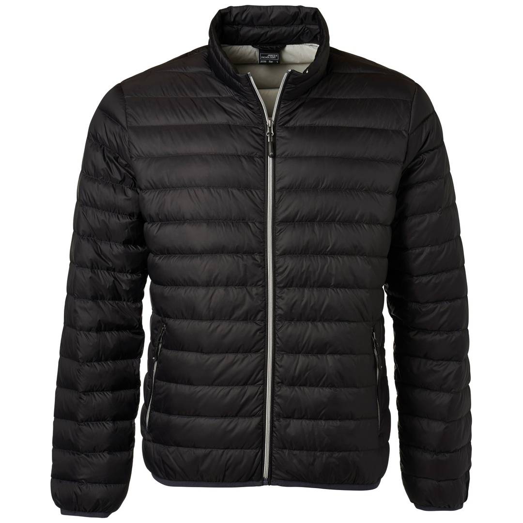 James & Nicholson Mens Down Jacket JN1140 Gr. XL black/silver