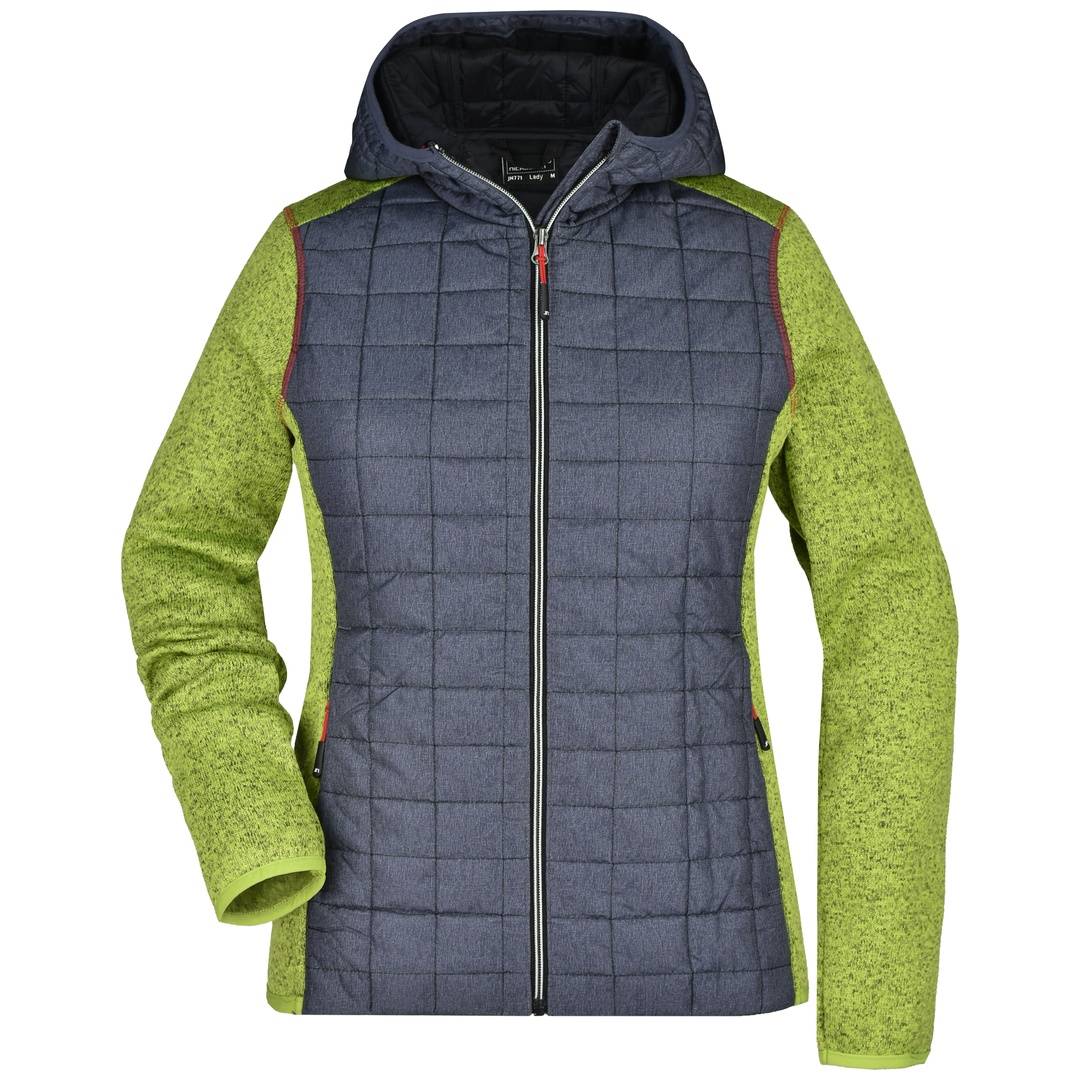 James & Nicholson Strickfleecejacke im stylischen Materialmix Damen JN771 Gr. L kiwi-melange/anthracite-melange