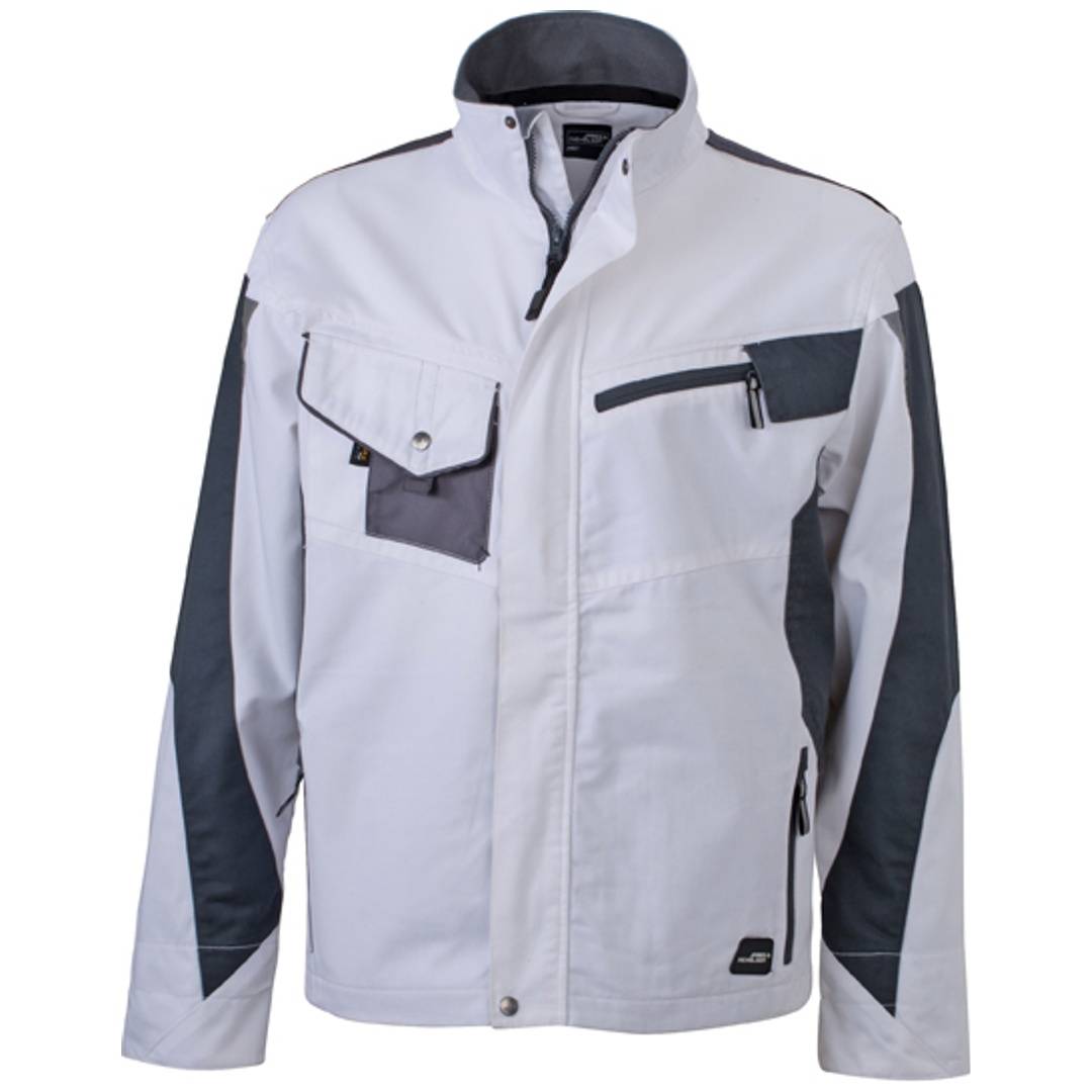 James & Nicholson Arbeitsjacke JN821 Gr. L weiß/grau