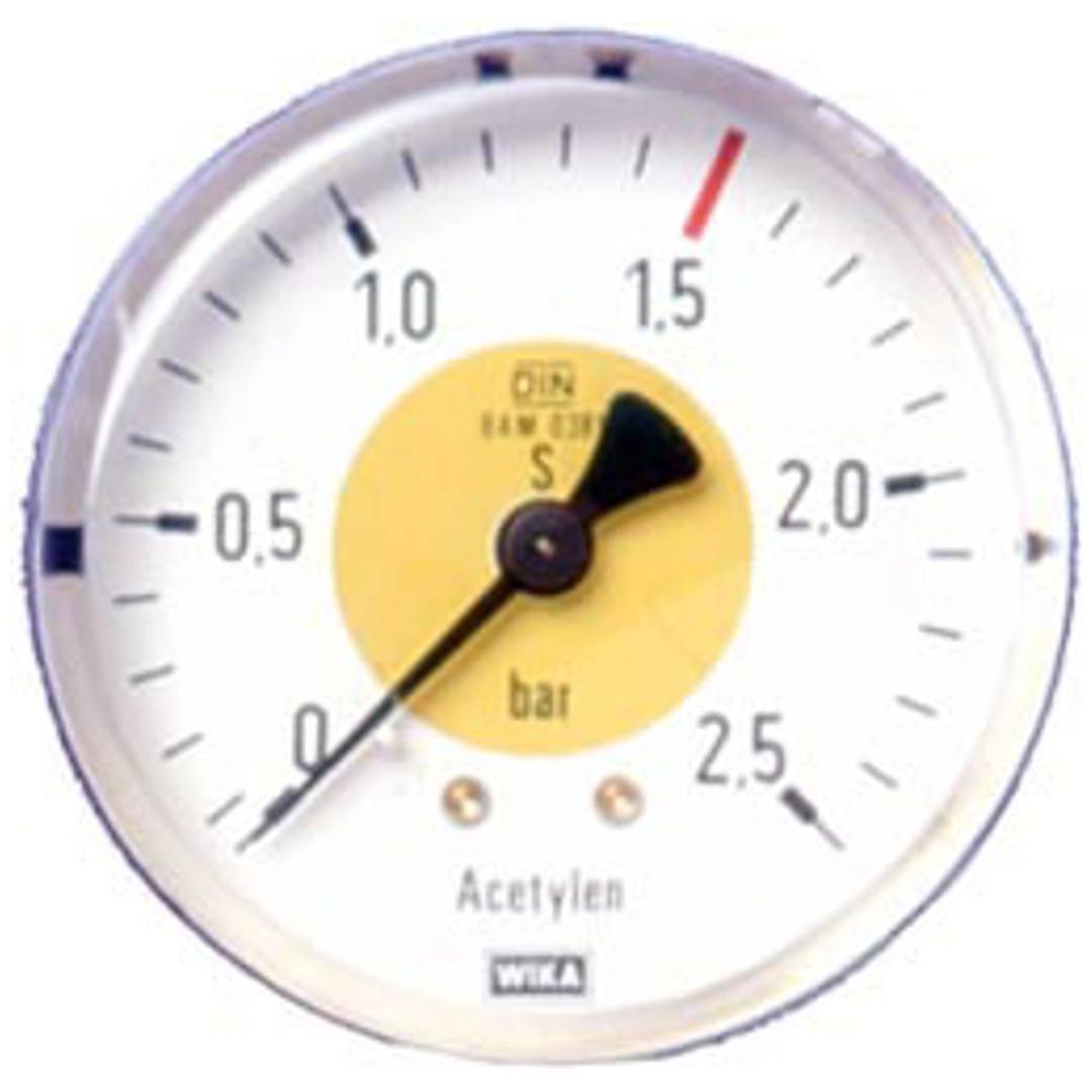 Arbeitsdruckmanometer D.63mm Azetylen f.Druckregler zu Stahlflasche 1St./SB