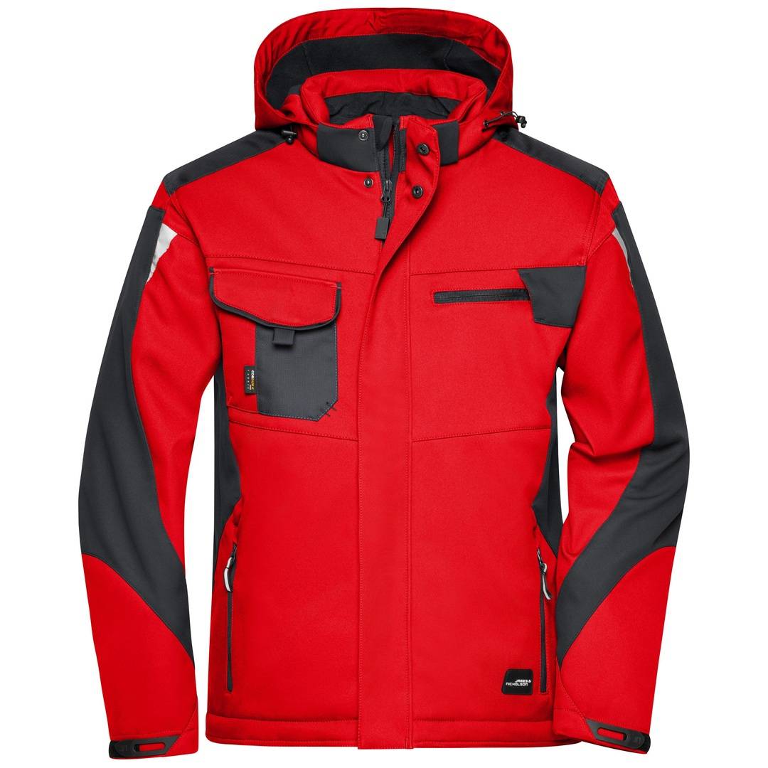 James & Nicholson Professionelle Softshelljacke mit Innenfutter JN824 Gr. 6XL red/black