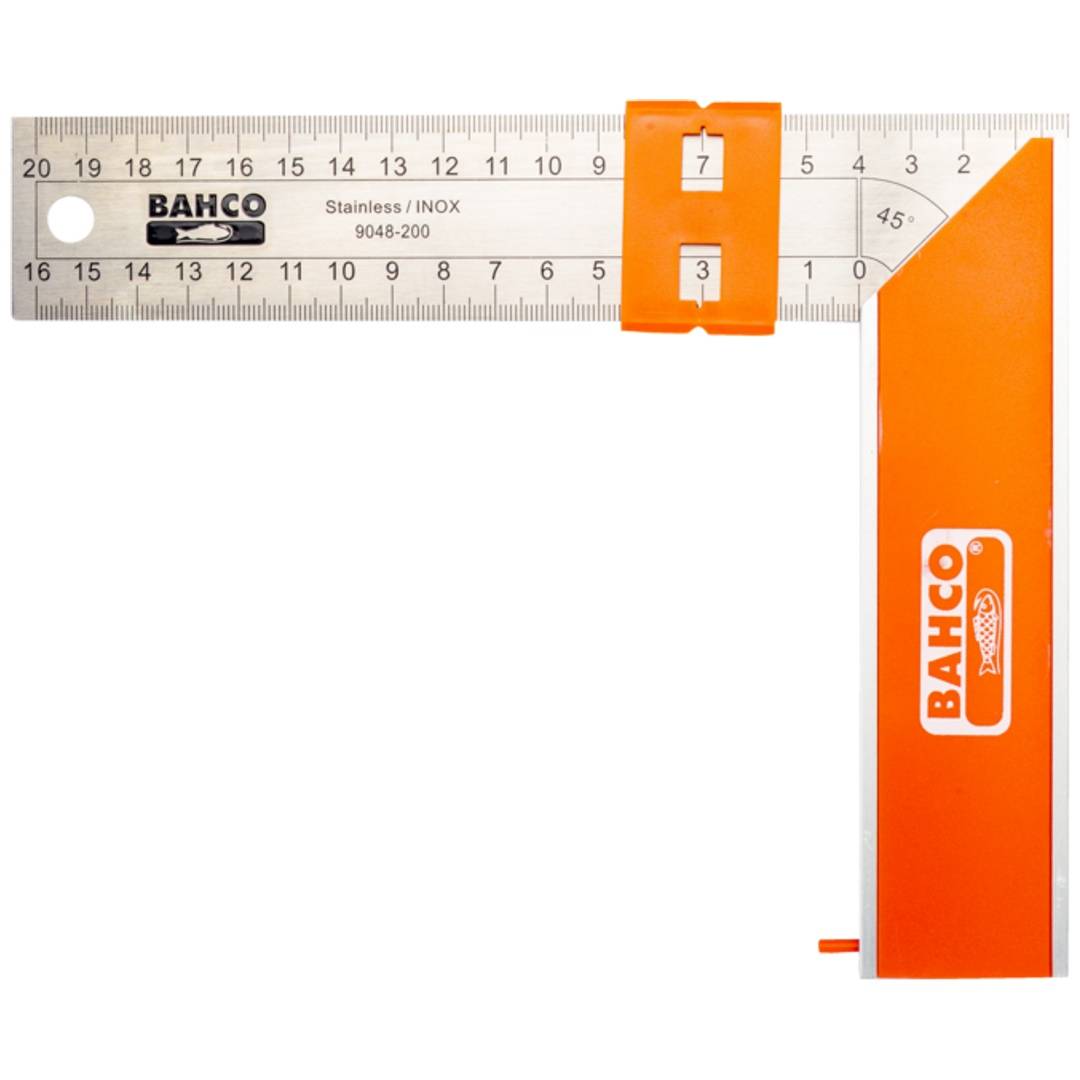 Bahco Zimmermannswinkel mit Stahlblatt und Schiebemarkierung 200 mm