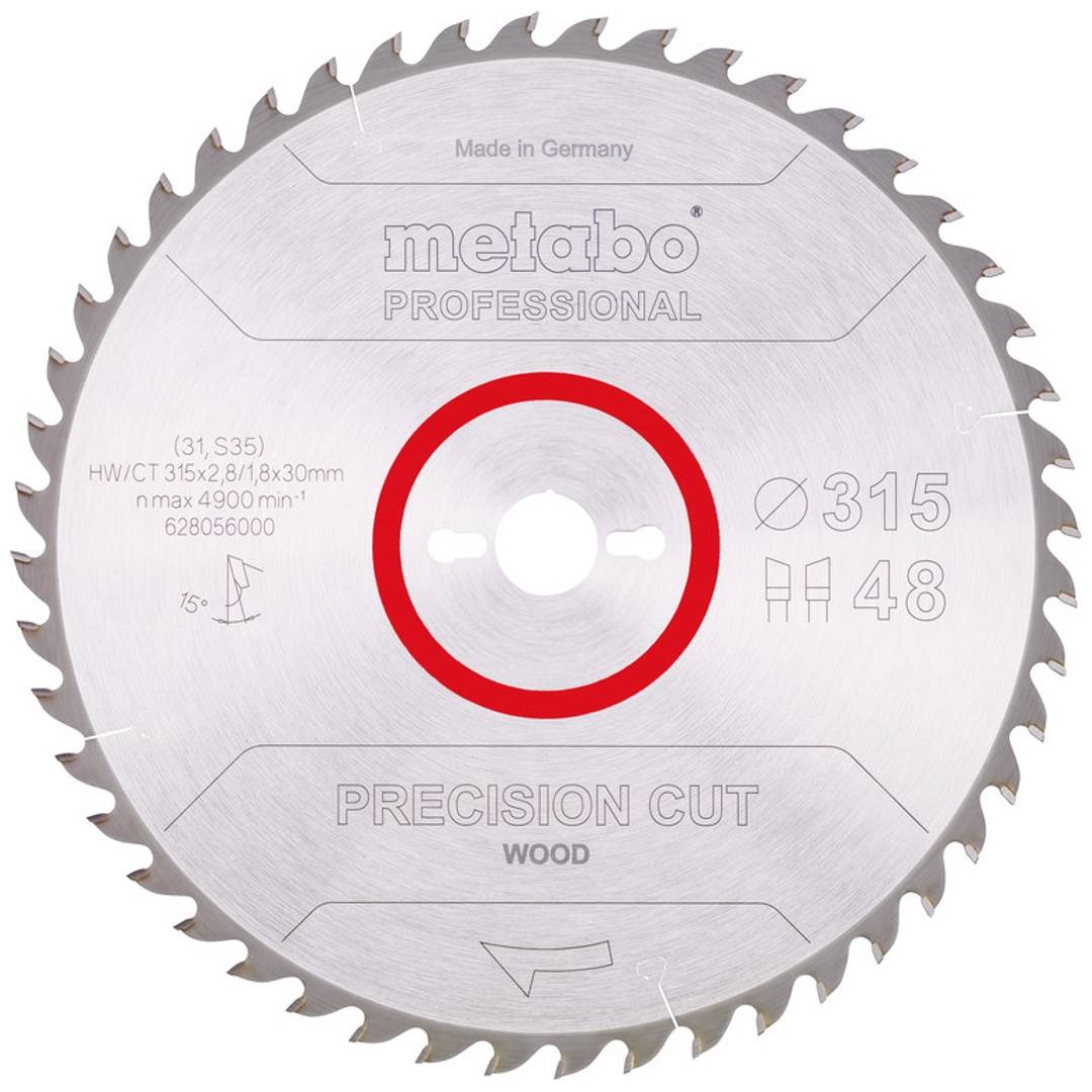 Metabo Sägeblatt precision cut wood - professional, 315x2,8/1,8x30, Z48 WZ 15°