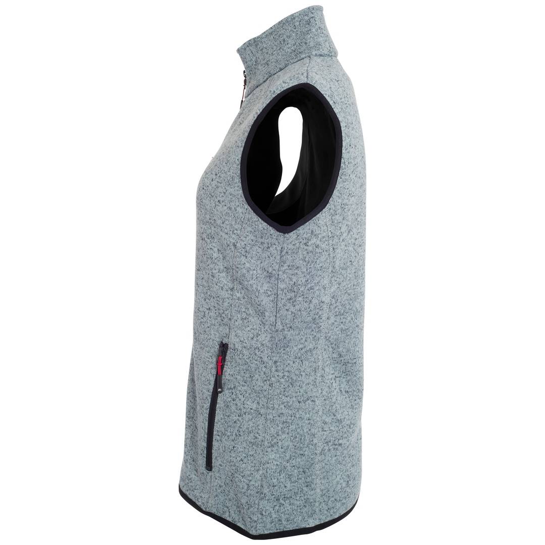 James & Nicholson Strickfleece Weste mit Stehkragen Damen JN773 Gr. L light-grey-melange/red