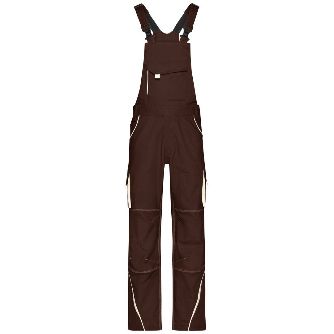 James & Nicholson Funktionelle Latzhose JN848 Gr. 50 brown/stone