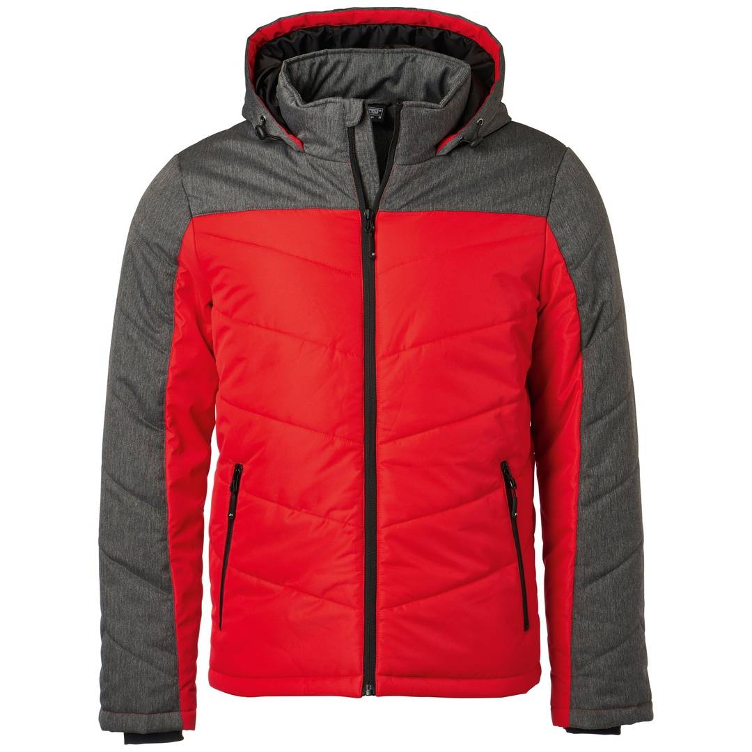 James & Nicholson sportliche Winterjacke JN1134 Gr. M rot/anthrazit-melange