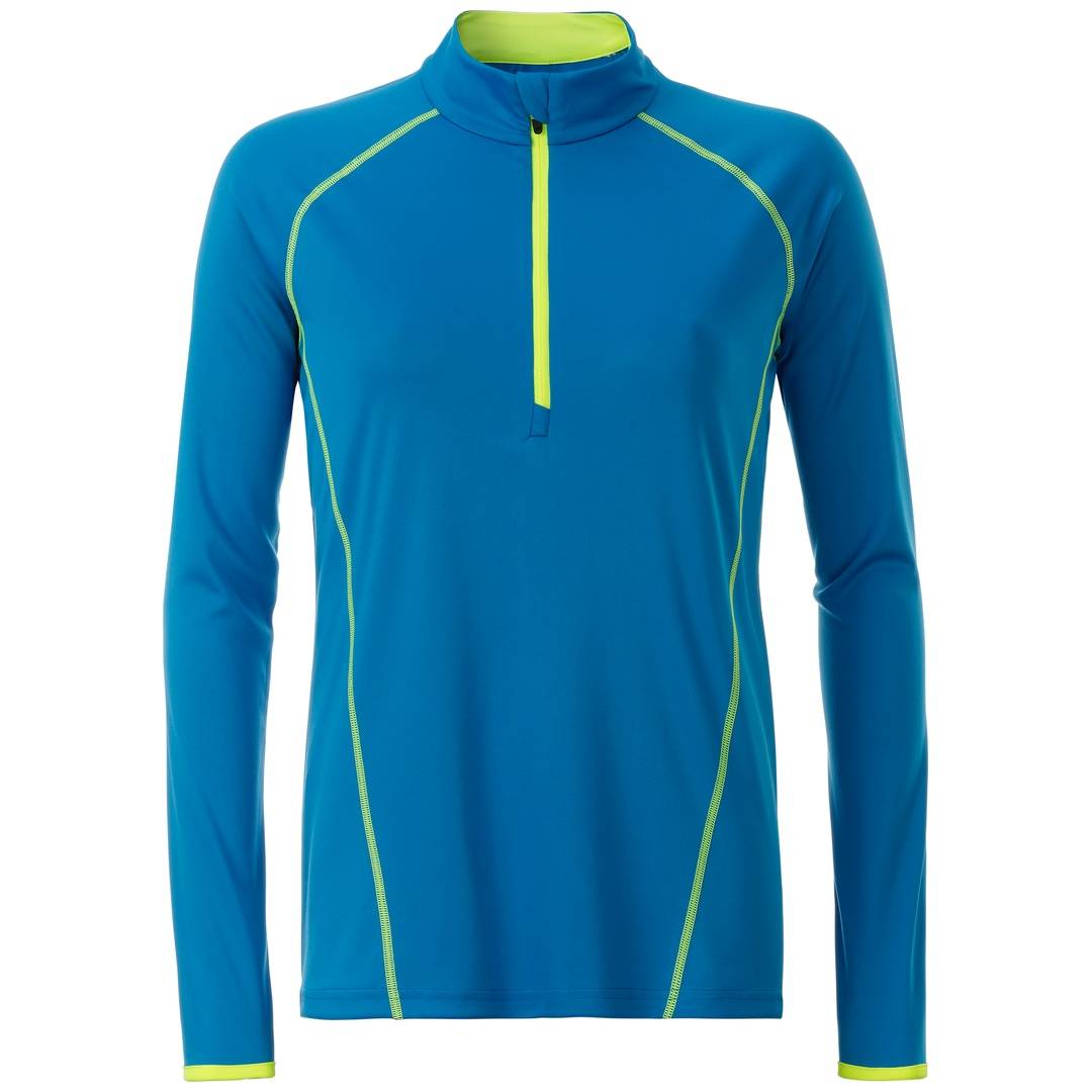 James & Nicholson Langarmshirt Damen JN497 Gr. L bright-blue/bright-yellow
