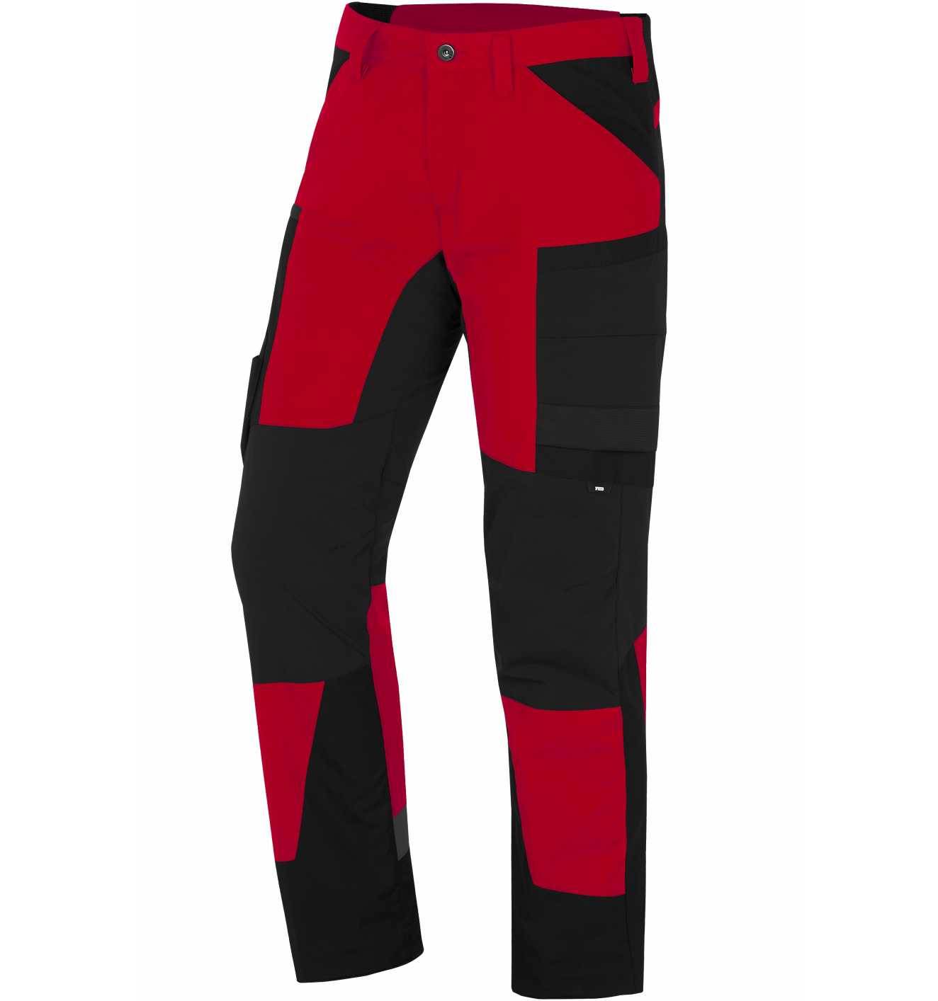 FHB MIO Arbeitshose elastisch, rot-schwarz, Gr. 52