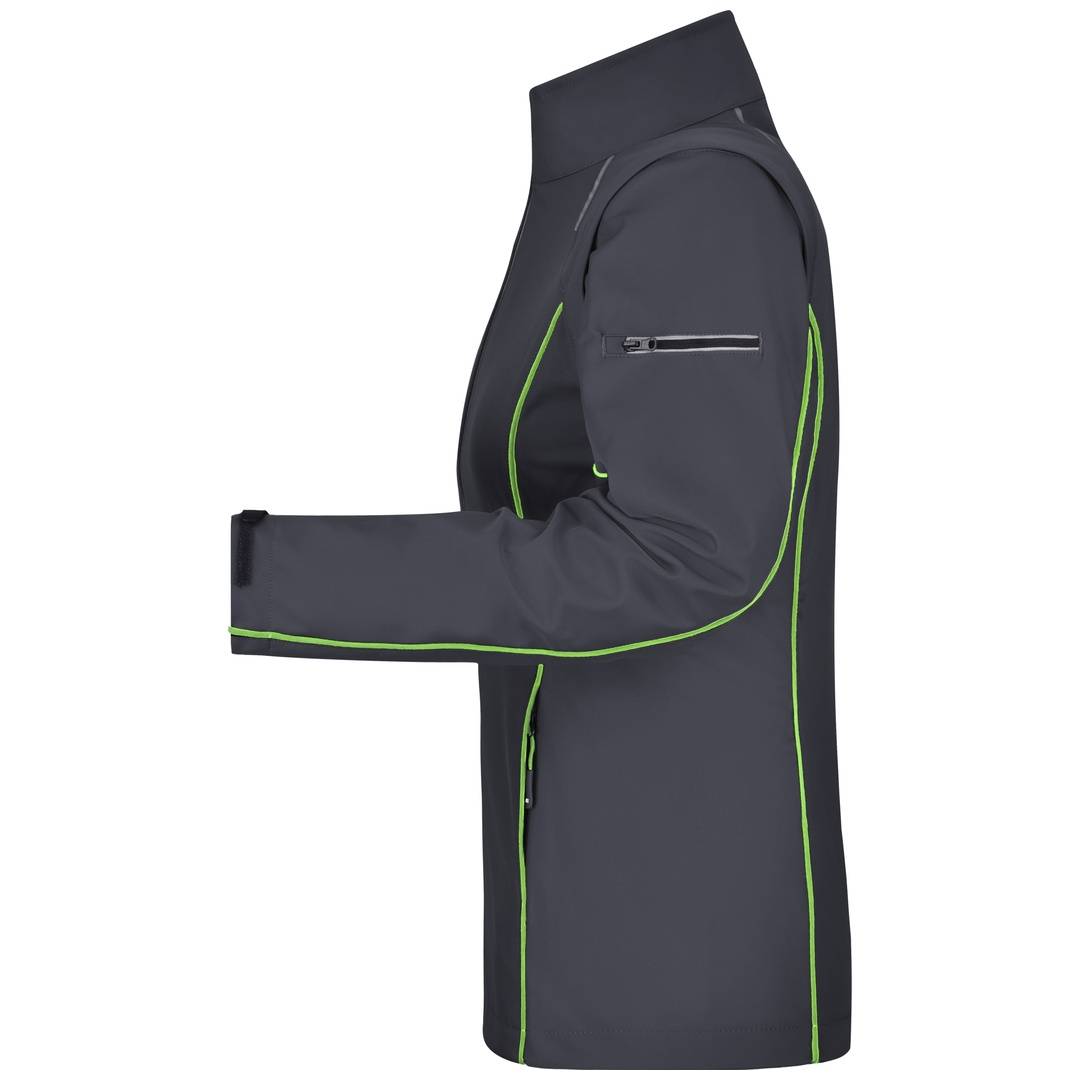 James & Nicholson Damen Zip-Off Softshell Jacke JN1121 Gr. XL iron-grey/green