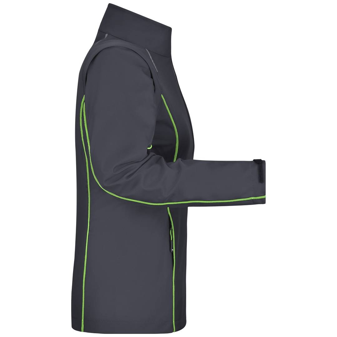 James & Nicholson Damen Zip-Off Softshell Jacke JN1121 Gr. XL iron-grey/green