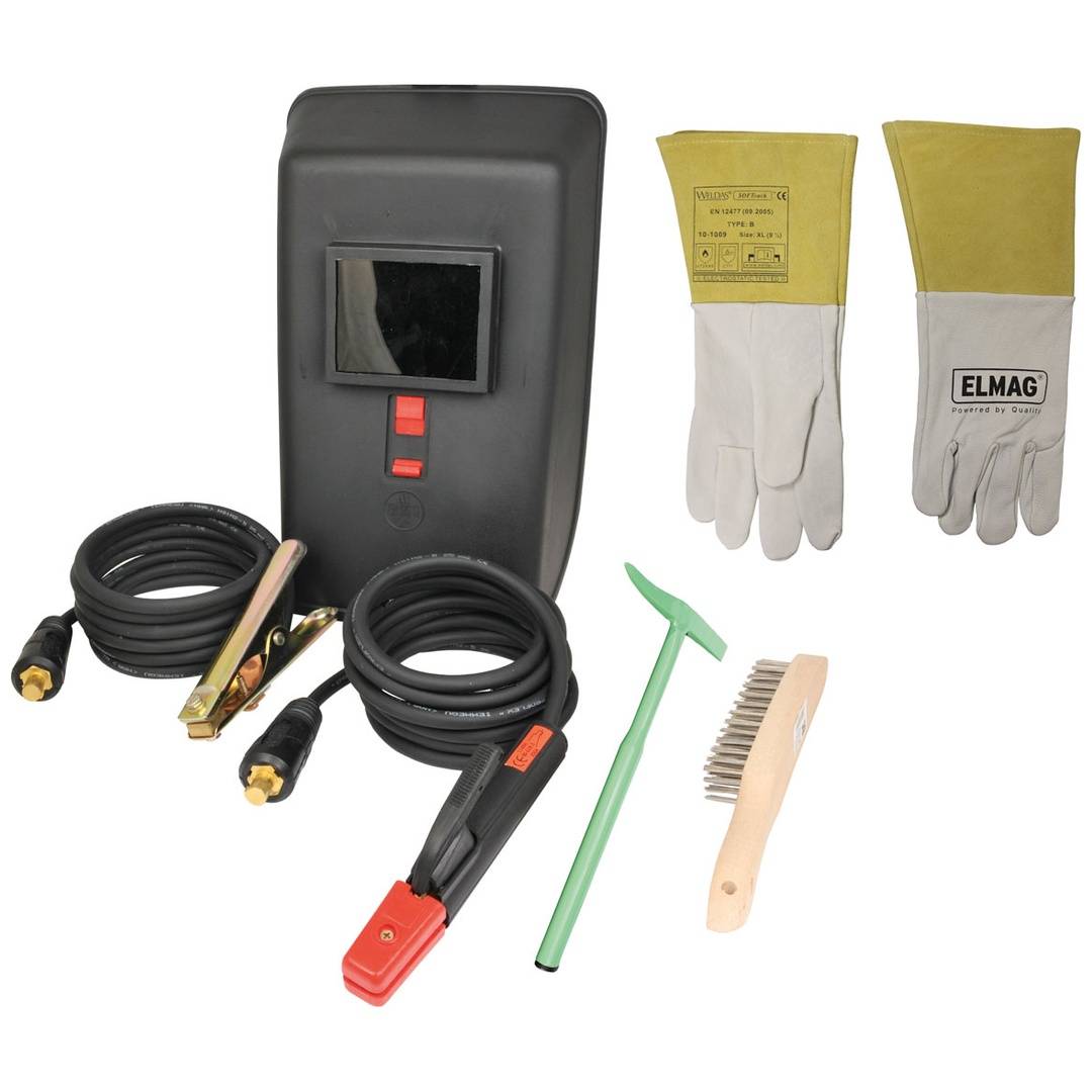 Schweißplatzausrüstungsset Gr.25qmm Stecker 9mm Massekabel/Halter m.Kabel Hammer