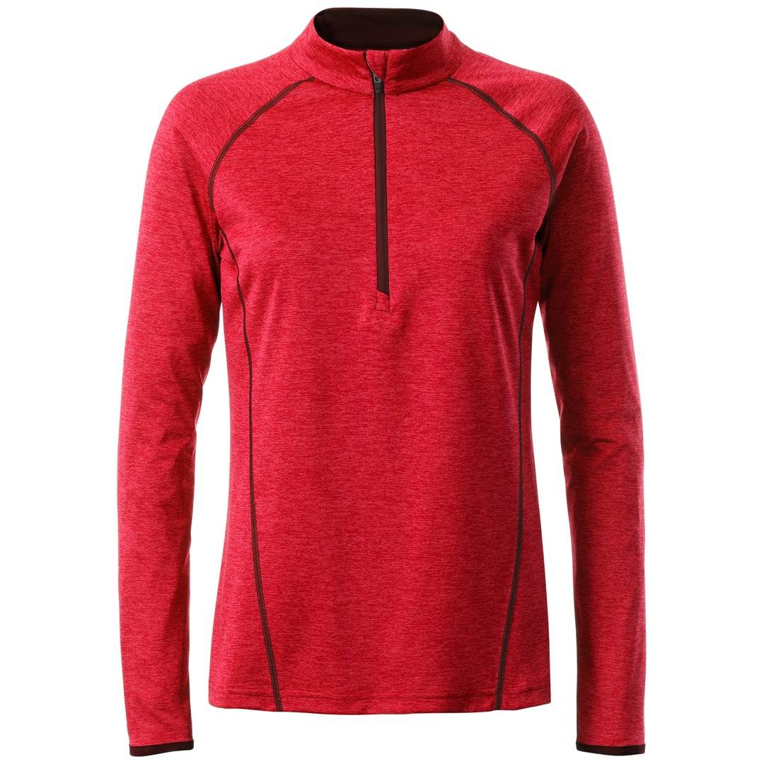 James & Nicholson Langarmshirt Damen JN497 Gr. M red-melange/titan