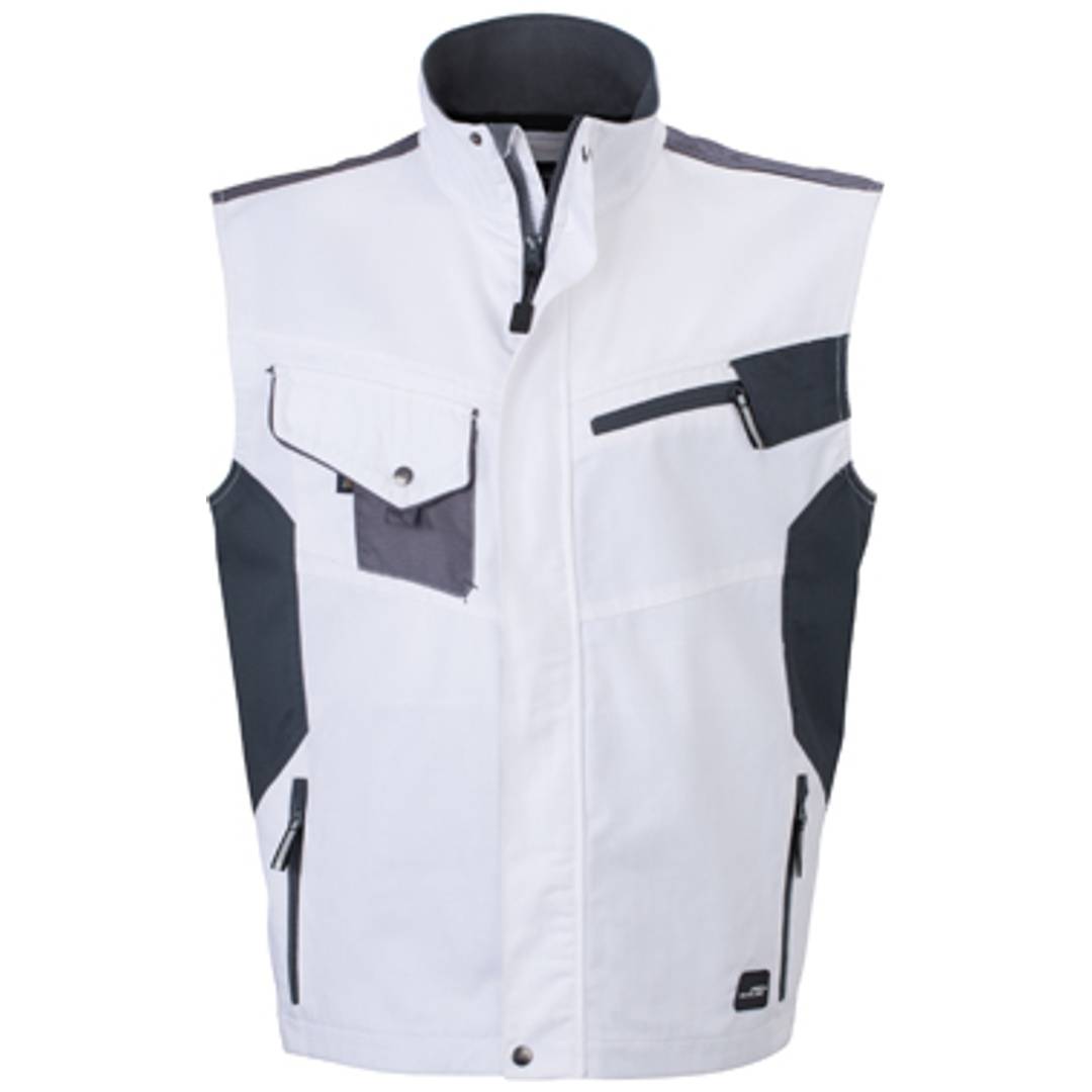 James & Nicholson Workwear Weste JN822 Gr. L white/carbon