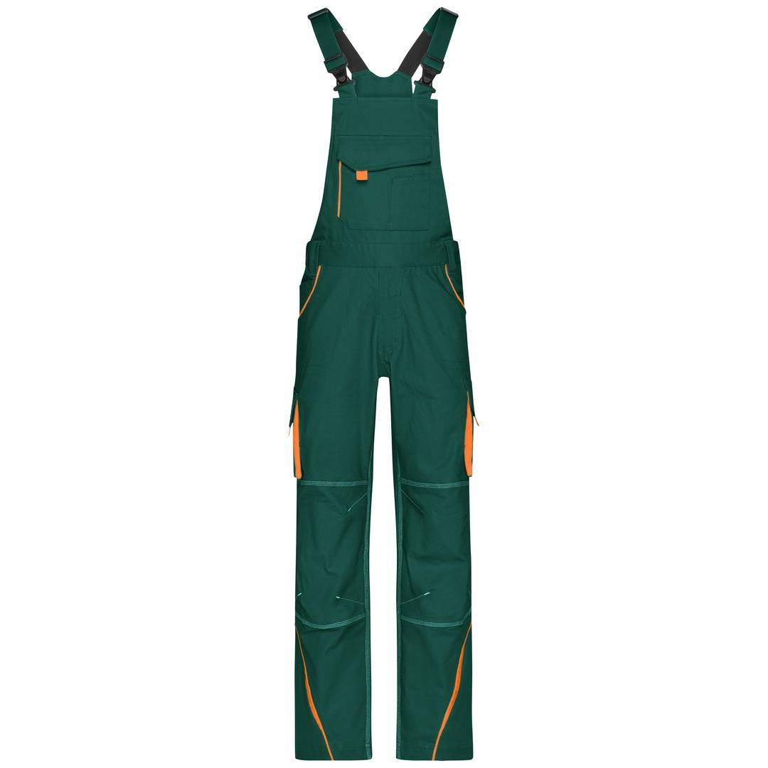 James & Nicholson Funktionelle Latzhose JN848 Gr. 46 dark-green/orange