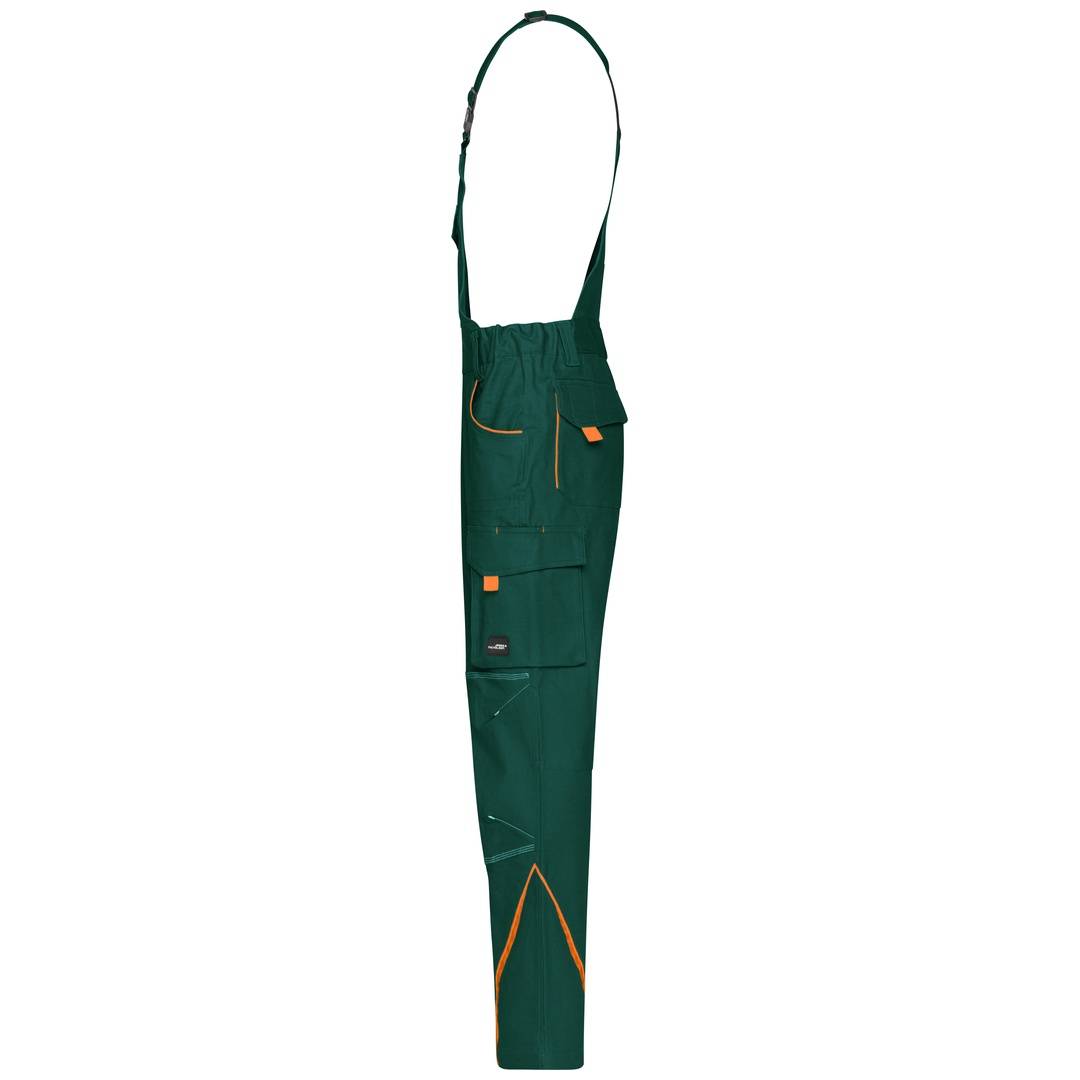 James & Nicholson Funktionelle Latzhose JN848 Gr. 46 dark-green/orange