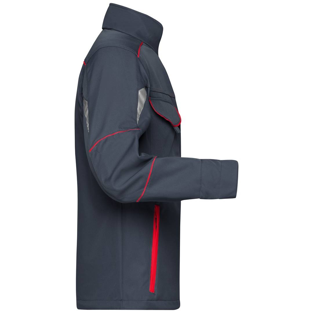 James & Nicholson Wind- und Wasserfeste Softshelljacke JN851 Gr. 5XL carbon/red