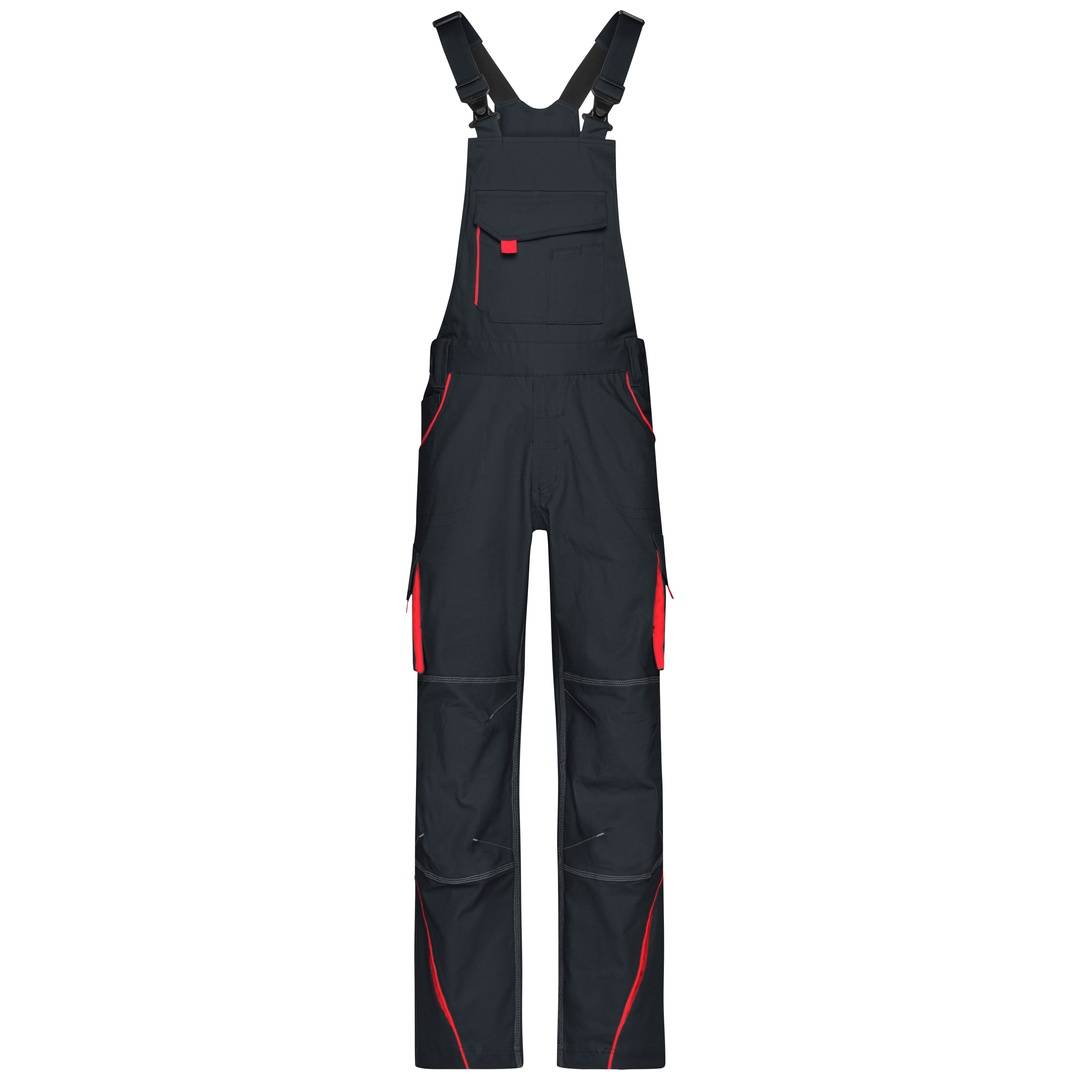 James & Nicholson Funktionelle Latzhose JN848 Gr. 48 carbon/red