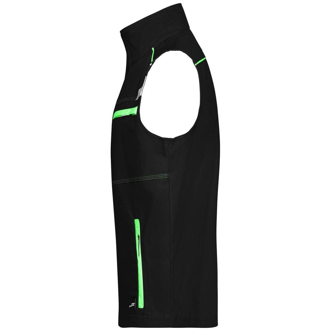 James & Nicholson Funktionelle Weste im sportlichen Look JN850 Gr. L black/lime-green