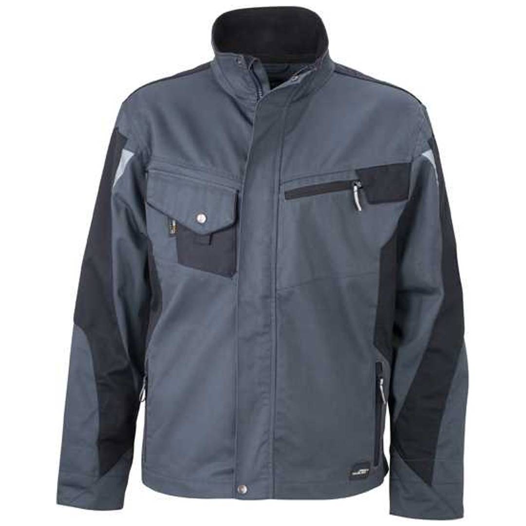 James & Nicholson Arbeitsjacke JN821 Gr. 6XL grau/schwarz