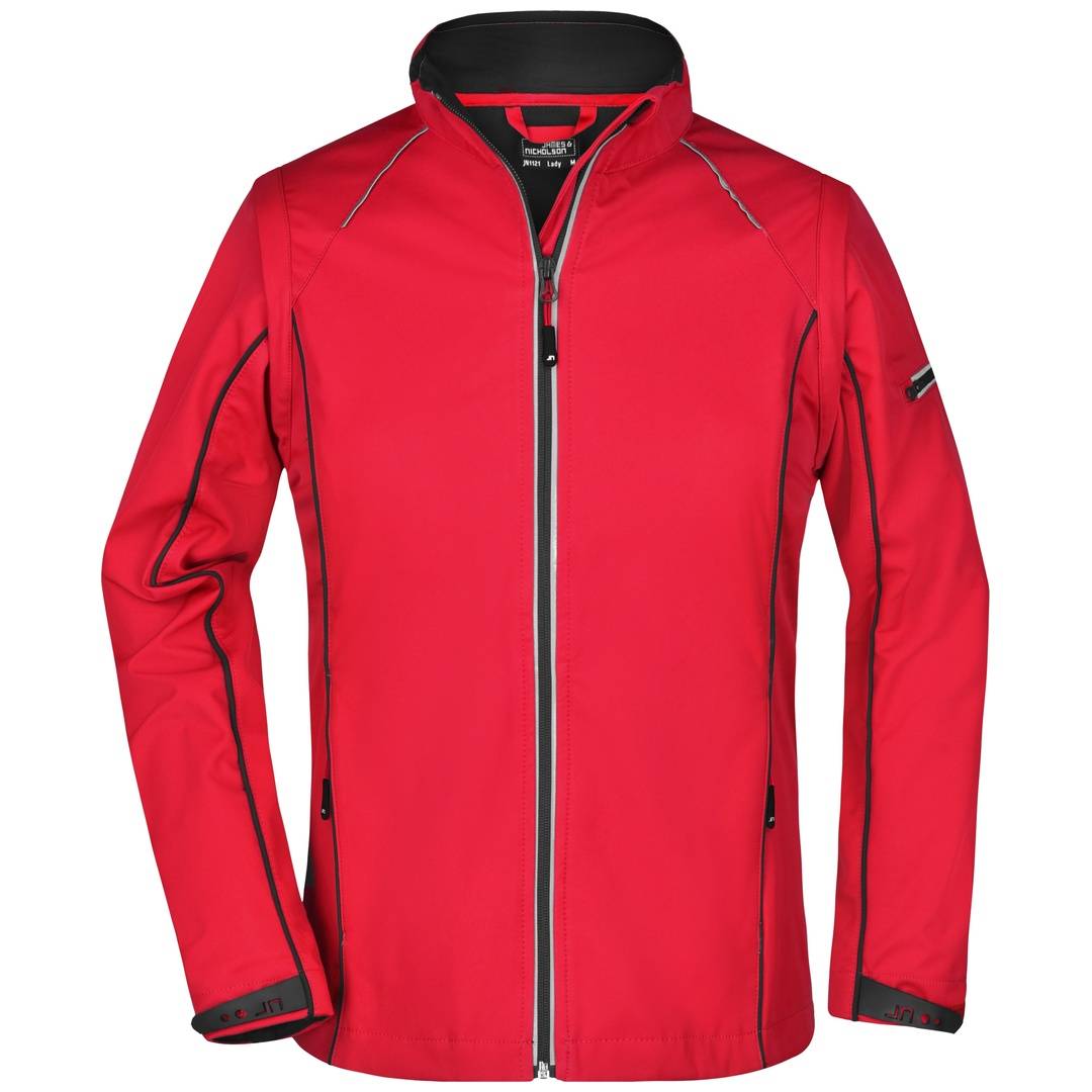 James & Nicholson Damen Zip-Off Softshell Jacke JN1121 Gr. S red/black