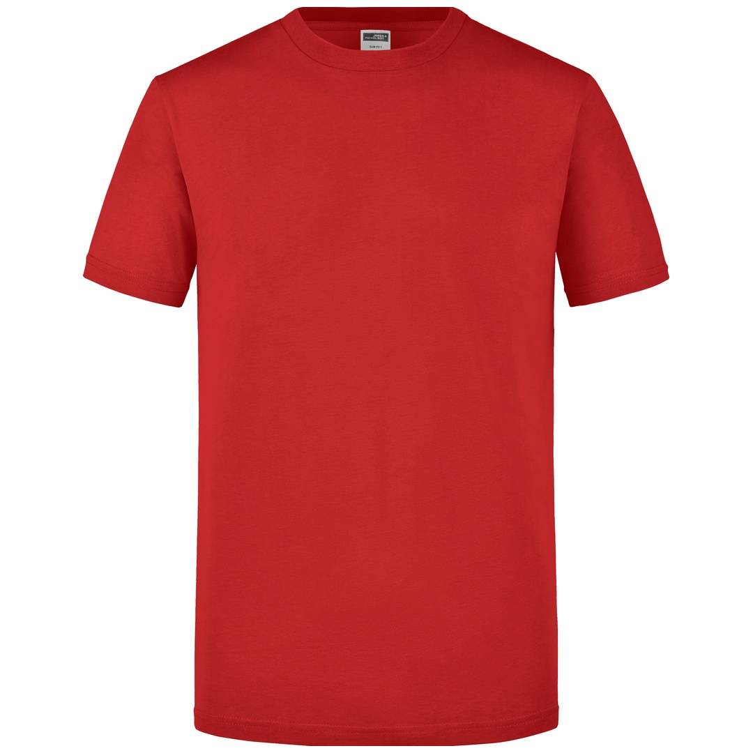 James & Nicholson Figurbetontes Rundhals-T-Shirt Herren Slim Fit JN911 Gr. S rot