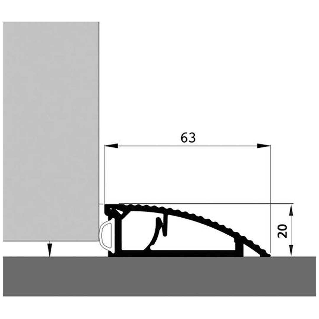 Ellen Türanschlagschiene AKW Alu si, 63 x 20 x 900 mm