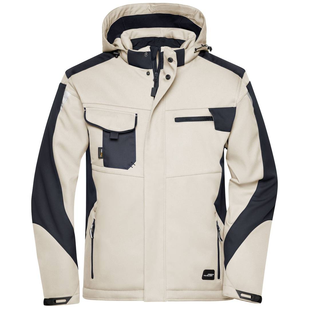 James & Nicholson Professionelle Softshelljacke mit Innenfutter JN824 Gr. S stone/black
